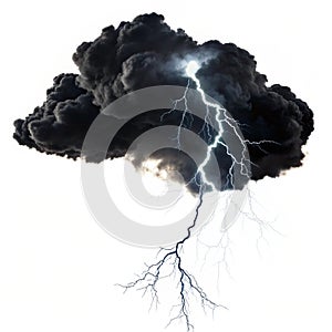 Black Cloud with Thunder isolated on white background