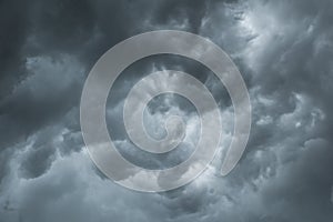 Black cloud and thunder storm, Dramatic dark cloud