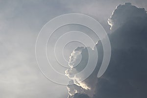 Black cloud and thunderstorm before rainy, Dramatic black clouds and dark sky
