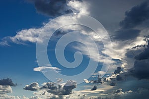 Black cloud and thunderstorm before rainy, Dramatic black clouds and dark sky