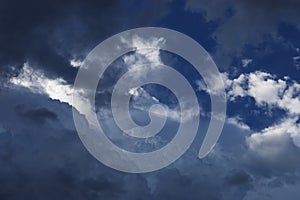 Black cloud and thunderstorm before rainy, Dramatic black clouds and dark sky