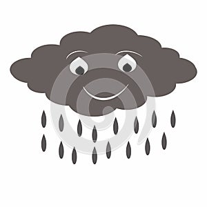 Black clouds with rain white background illustration vector