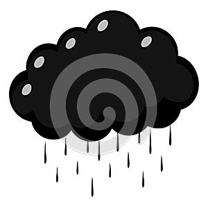 Black clouds with rain white background illustration vector