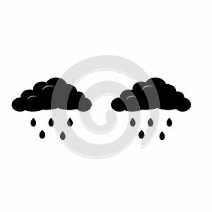 Black clouds with rain white background illustration vector