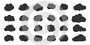 Black shape cloud weather icon bubble vector set
