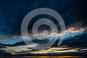 Black clouds in the sky during sunset