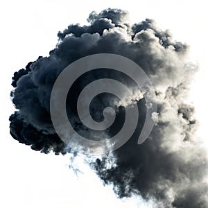 Black clouds or smoke isolated on white background
