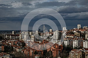 Black clouds that swarm over the city,Belgrade,Serbia