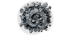 Black coal pieces in a pile isolated on transparent background