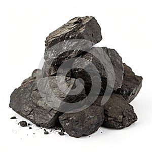 Black coal stack isolated on transparent background