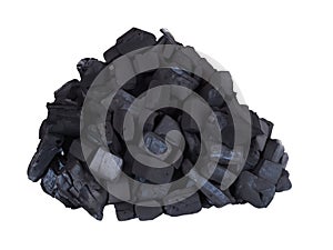 black coal on white background