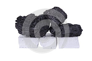 Black coal and white firelighter