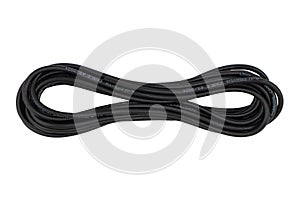 Black coaxial cable isolated on white background