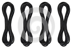 Black coaxial cable isolated on white background
