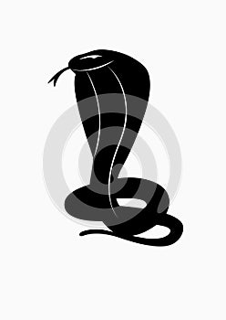 Black cobra silhouette snake. Isolated symbol or icon snake on white background.