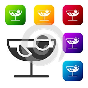 Black Cocktail icon isolated on white background. Set icons in color square buttons. Vector Illustration