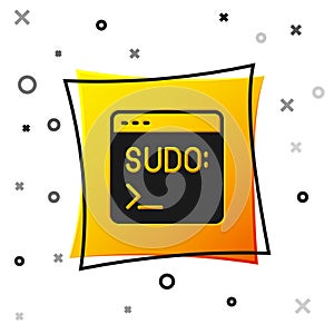 Black Code terminal icon isolated on white background. Browser window with command line. Command panel. Programming