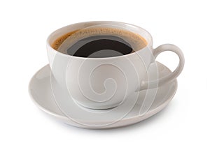 Black coffee in a coffee cup isolated on a white background,clipping path