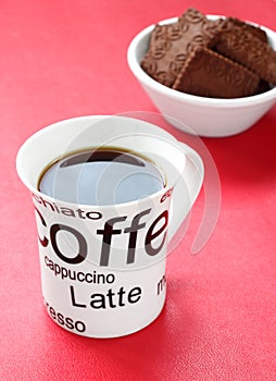 Black coffee with cookies