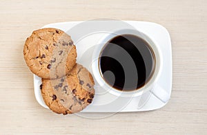 Black coffee with cookies