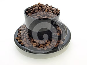 Black Coffee Cup with Beans