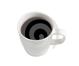 Black coffee in a cup isolated on white background. with clipping path