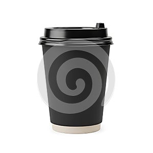 Black coffee cup with lid isolated on white background