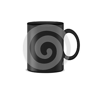 Black Coffee Cup - Realistic Vector Illustration - Isolated On White Background