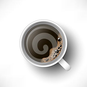 Black coffee cup top view