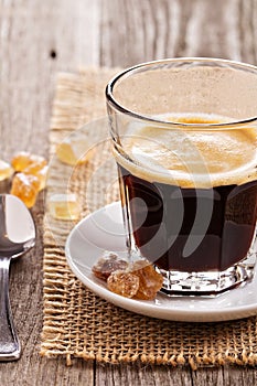 Black coffee in a glass