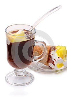 Black coffee with ice cream