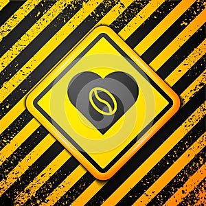 Black Coffee Lovers icon isolated on yellow background. I love coffee. Warning sign. Vector Illustration