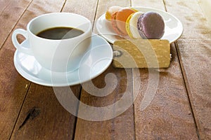 Black coffee with macaroons