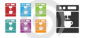 Black Coffee machine icon isolated on white background. Set icons colorful. Vector Illustration