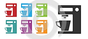 Black Coffee machine icon isolated on white background. Set icons colorful. Vector Illustration