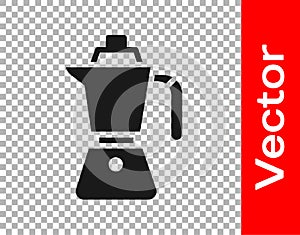 Black Coffee maker moca pot icon isolated on transparent background. Vector