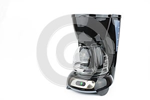 Black coffee maker on white background photo