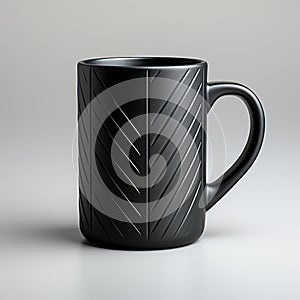 Black Coffee Mug With Zig Zag Pattern - Minimalist 3d Design
