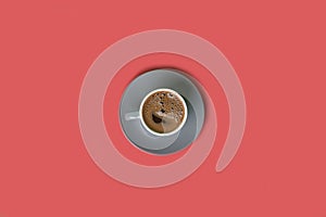 Black coffee  on red background