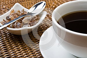 Black coffee and sugar