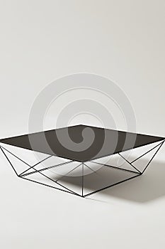 Black coffee table with a wire frame