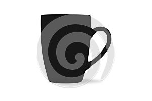 Black coffee or tea mug mockup isolated on white background.