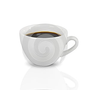 Black coffee in a white ceramic cup isolated on white background with clipping paths