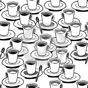 Black coffee white coffee seamless pattern