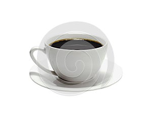 Black coffee in a white coffee cup. closeup isolated on white background. With Clipping path