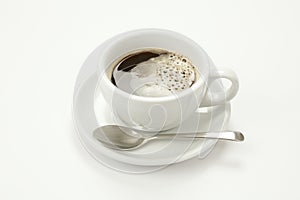 Black coffee in white cup