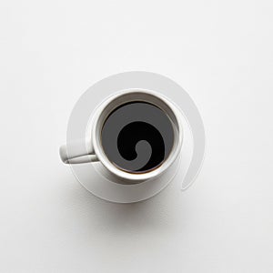 Between the black coffee and white mug creates a striking visual