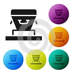 Black Coffin icon isolated on white background. Funeral ceremony. Set icons in color circle buttons. Vector