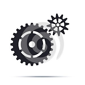 Black cogwheels icon. Flat design vector element.