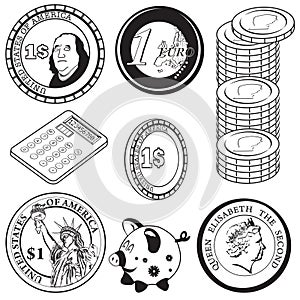 Black coin icons 2